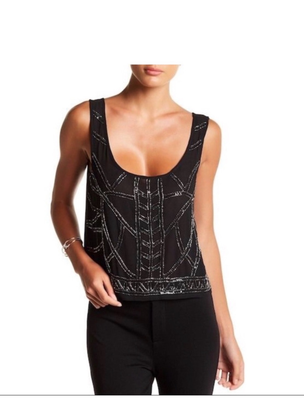 Tart Black Beaded Scoop Neck Camisole🖤